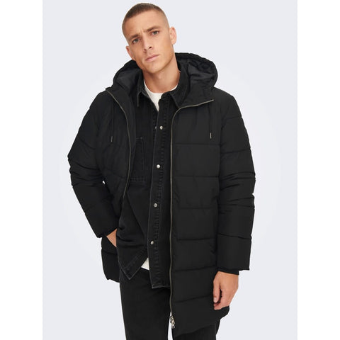 Only & Sons: Melvin Life Long Hooded Puffer Coat