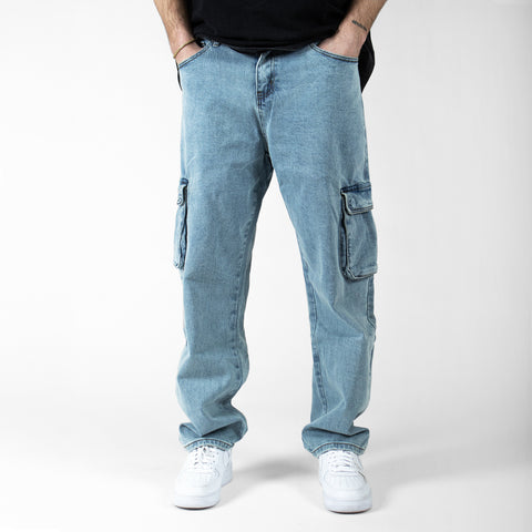 WLKN: Cargo Baggy Fit Denim Pants
