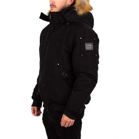 UCXX: Faux Fur Collar All Black Winter Coat
