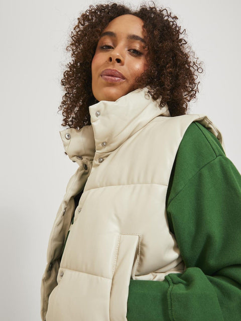 JJXX: Faux Leather Short Puffer Vest
