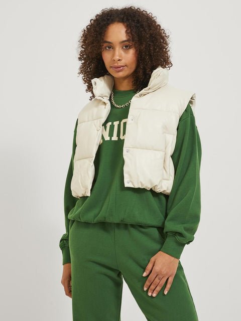 JJXX: Faux Leather Short Puffer Vest