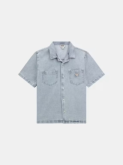 Guess: Herringbone Denim Shirt