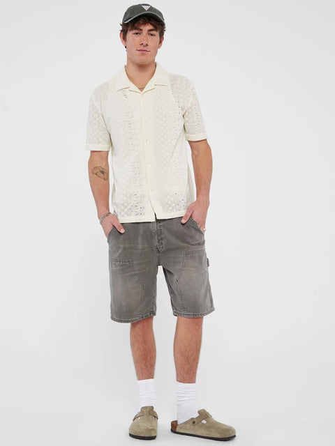 Guess: Eyelet Embroidery S/S Camp Shirt