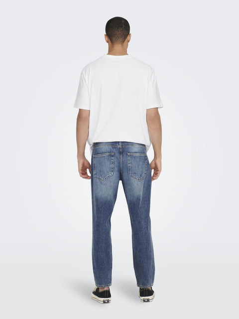 Only & Sons: Avi Distressed Mid-Blue Denim