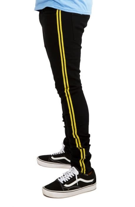 Crysp: Manuel Yellow Side Taping Denim Pant