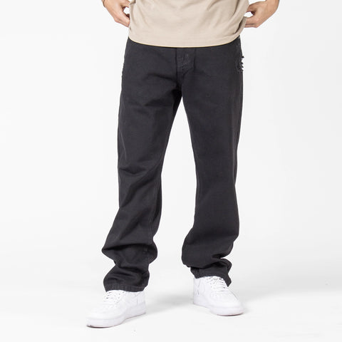 WLKN : Distressed Logo Loose Fit Denim Pants