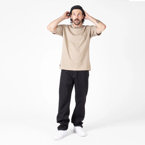 WLKN : Distressed Logo Loose Fit Denim Pants