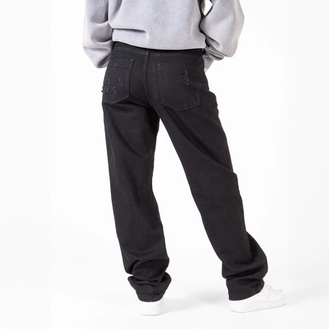 WLKN : Distressed Logo Loose Fit Denim Pants