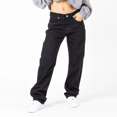 WLKN : Distressed Logo Loose Fit Denim Pants