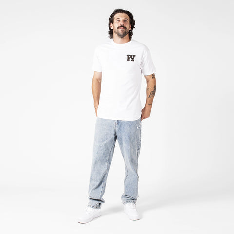 WLKN : Distressed Logo Loose Fit Denim Pants