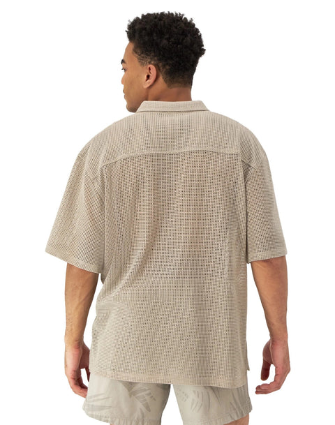 Champion : Mesh Button Down Shirt - Cold Beige