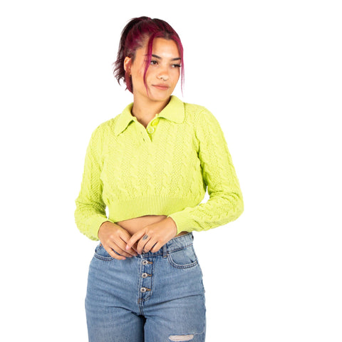 Only : Astrid L/S Cropped Polo Knit
