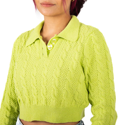 Only : Astrid L/S Cropped Polo Knit