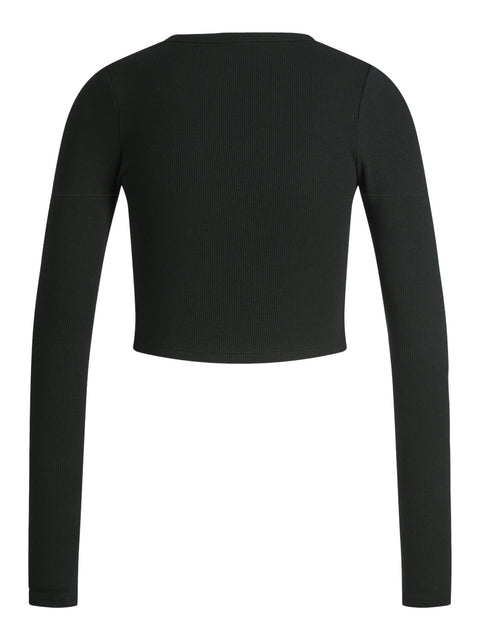 JJXX : Feline Long Sleeve Rib Tee - Black