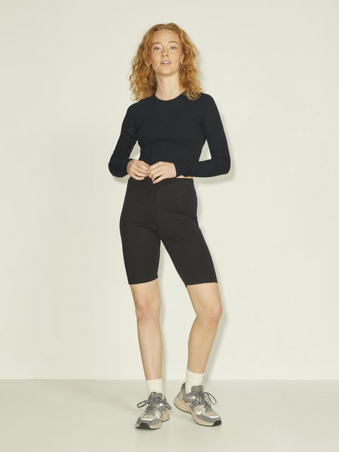 JJXX : Feline Long Sleeve Rib Tee - Black