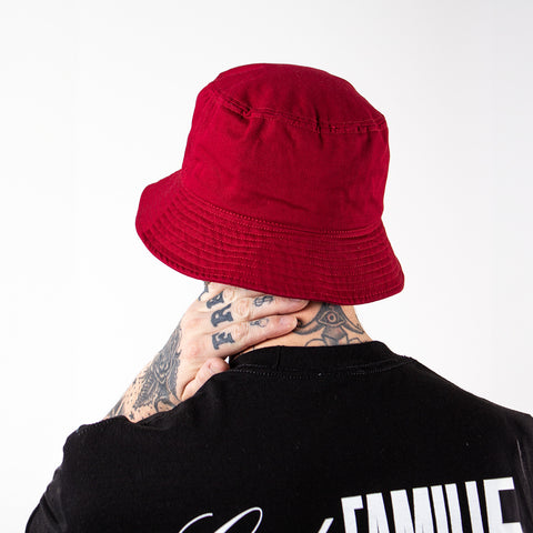 Kangol : Washed Bucket Hat - Cranberry