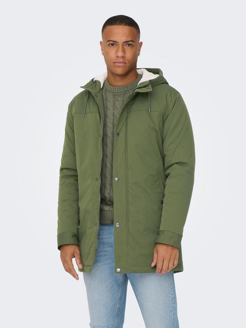 Only & Sons : Alexander Parka Coat - Olive
