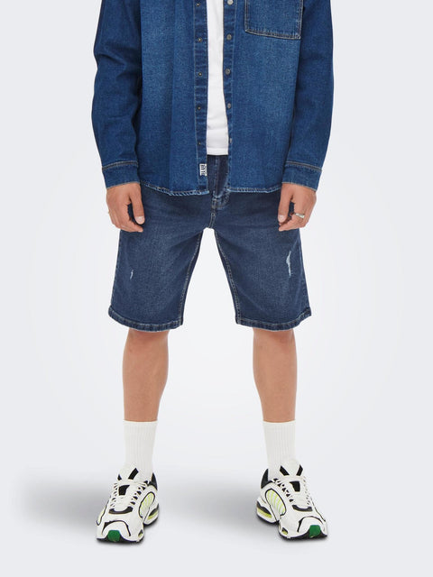 Only & Sons : Avi Ripped Denim Shorts