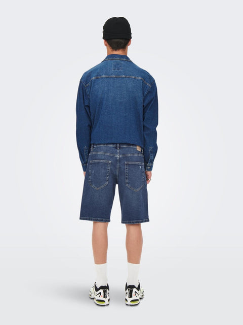 Only & Sons : Avi Ripped Denim Shorts