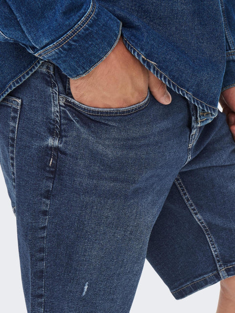 Only & Sons : Avi Ripped Denim Shorts