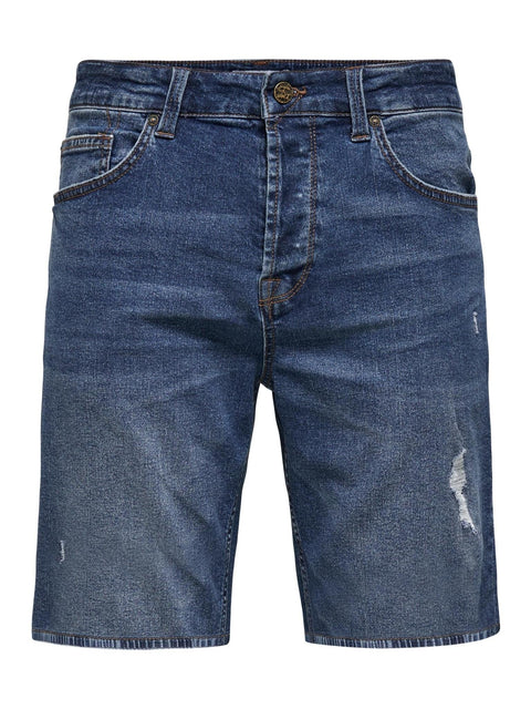 Only & Sons : Avi Ripped Denim Shorts